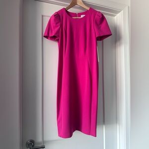 🩷 NWT! Pink CALVIN KLEIN Puff Sleeve Sheath Dress - Size 4